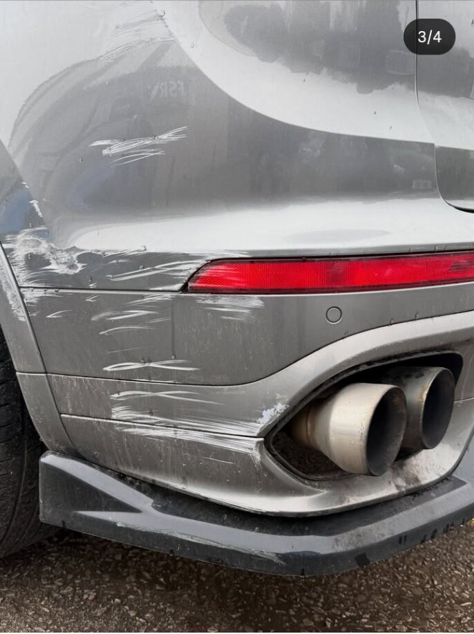 Porsche Cayenne rear bumper before repair